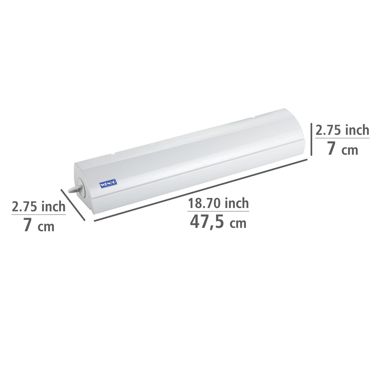 WENKO Wall Clothes Lines-extendable, White, 7 x 47.5 x 7 cm