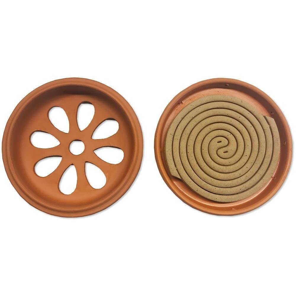 Waxwork Citronella and Sandal Wood Natural Mozzie Repellent Coils with Terracotta Holder 3-Pieces