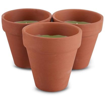 Waxworks Mayo Terracotta Citronella Round Pots (9cm)- Pack of 3