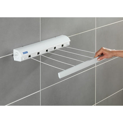 WENKO Wall Clothes Lines-extendable, White, 7 x 47.5 x 7 cm