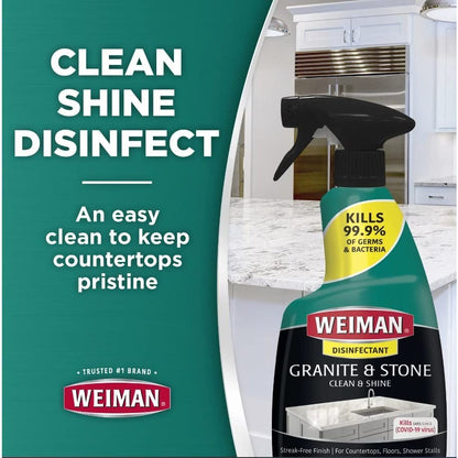 Weiman Granite Cleaner & Polish 12Oz Trigger (Kosher For Passover) 3-Pack