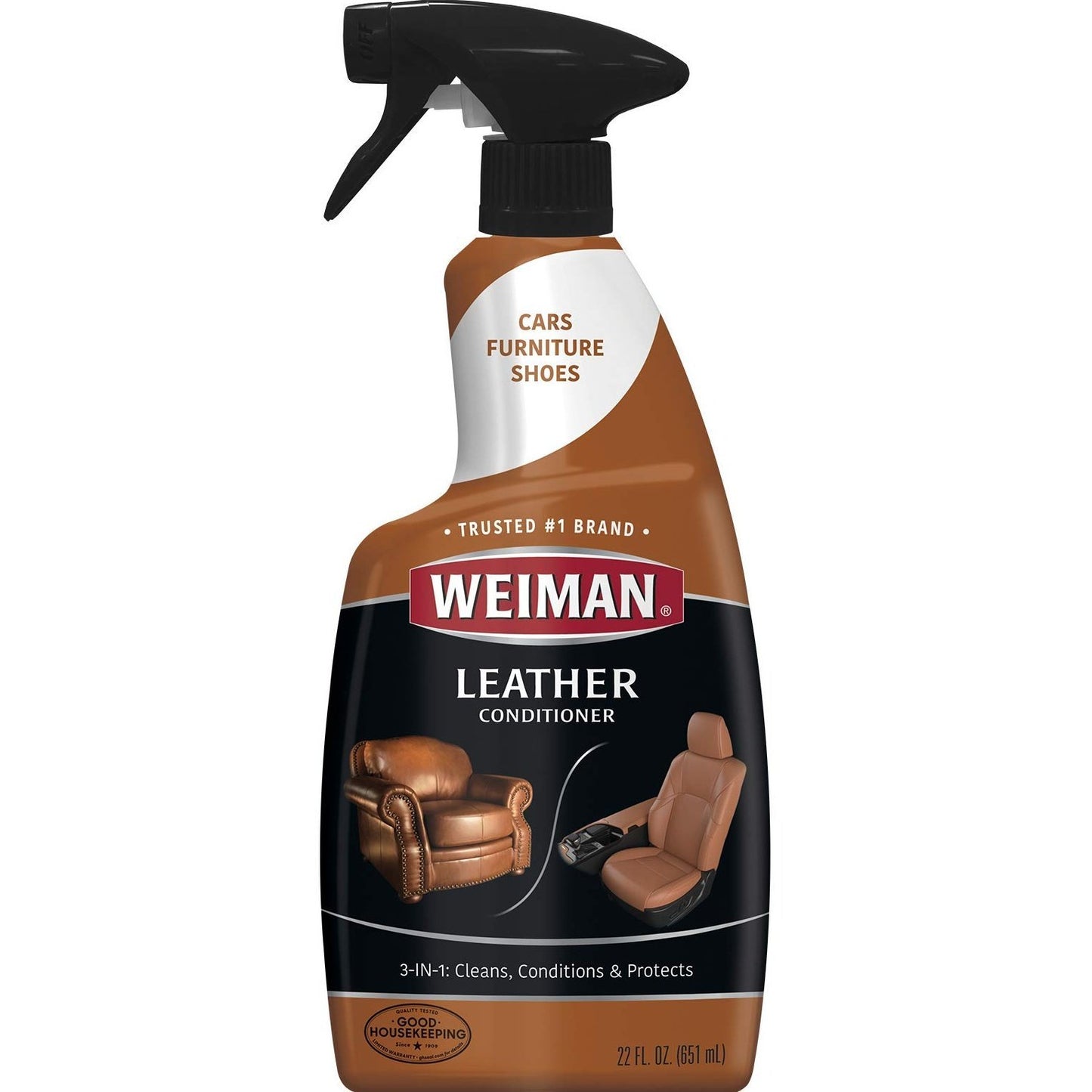 Weiman Leather Cleaner & Conditioner - 12 Fl Oz - Non Toxic Cleans Conditions and Restores Leather Surfaces - UV Protectants Help Prevent Cracking or Fading of Leather Couches Car Seats Shoes Purses