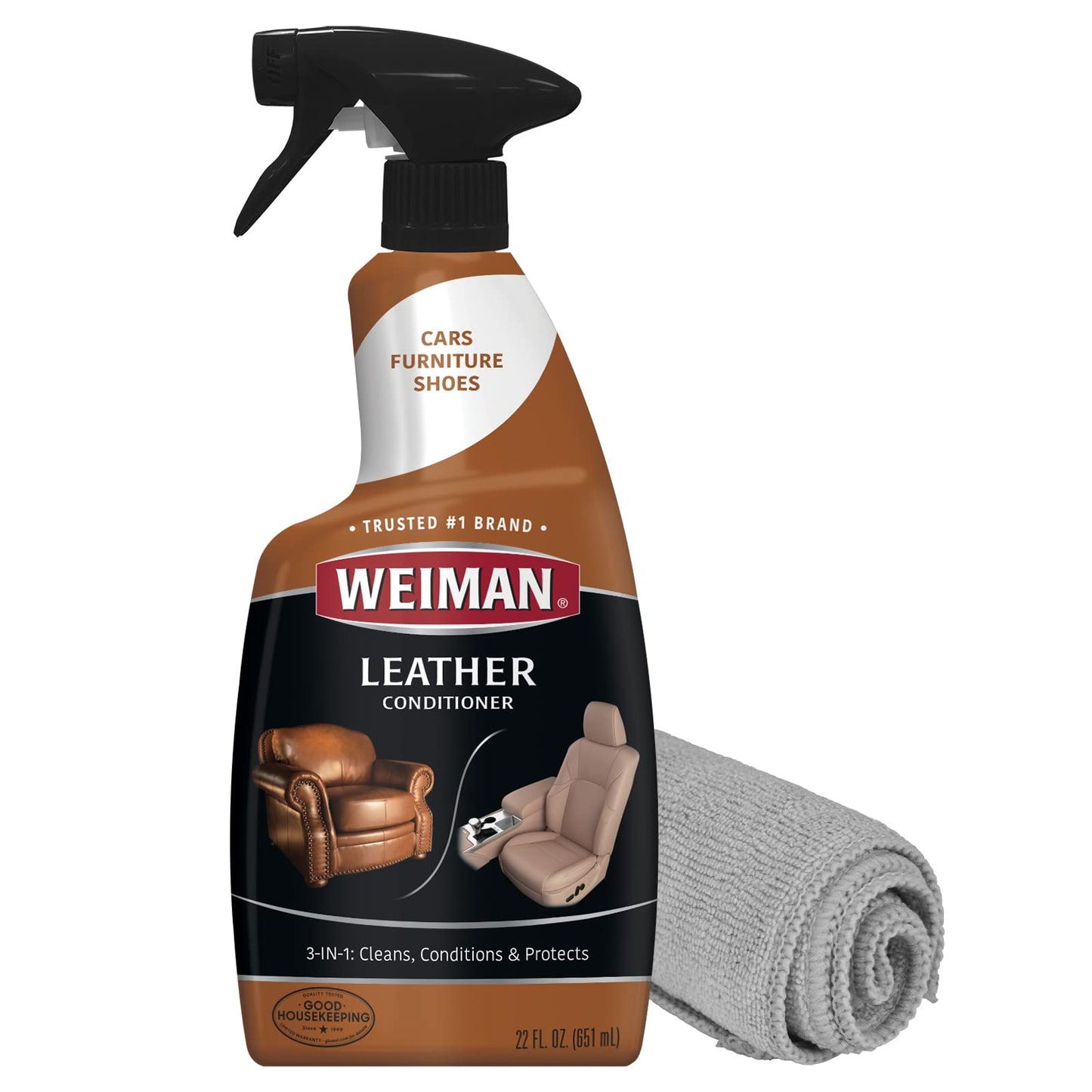 Weiman Leather Cleaner with Microfiber Cloth (22fl. oz)