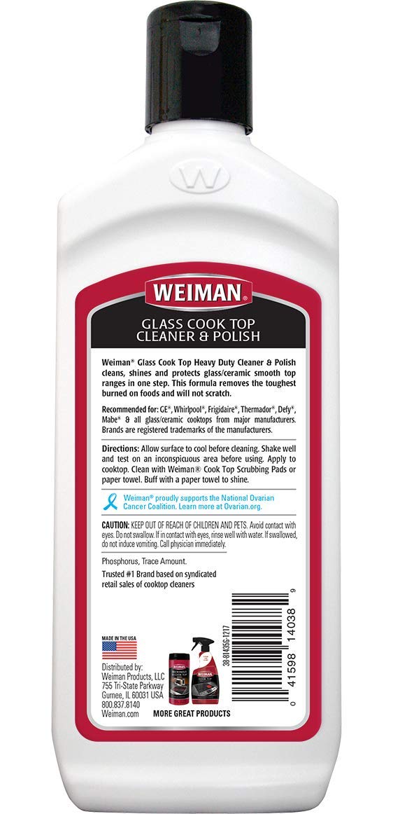 Weiman Heavy Duty Cooktop Polish and Stainless Steel Wipes - Powerful Appliance Kitchen Cleaning Kit