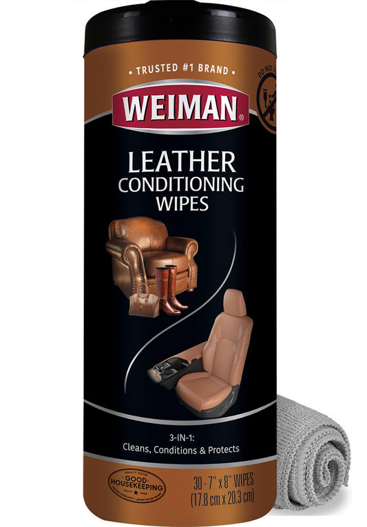 Weiman Leather Cleaner Wipes (30 Count) and Microfiber Cloth