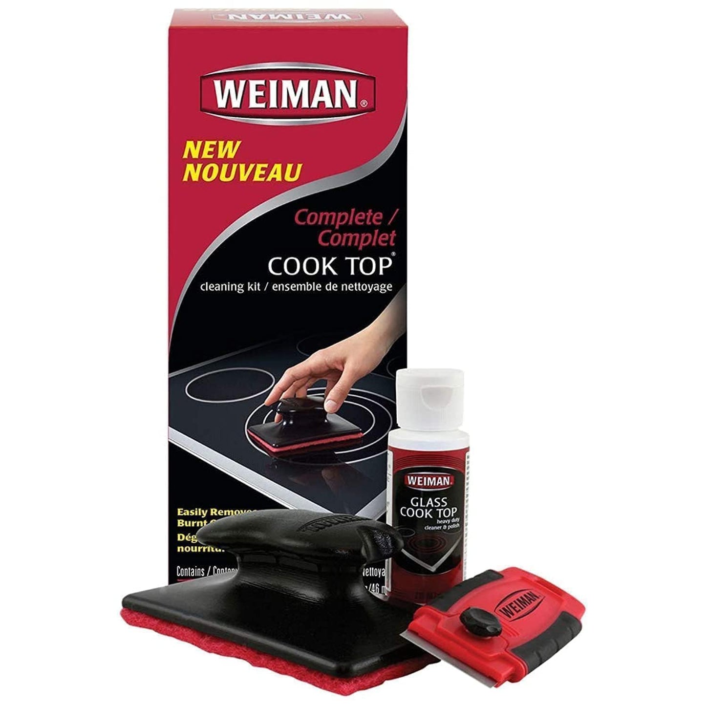 Weiman Complete Cook Top Cleaning Kit - Cook Top Cleaner and Polish 2 oz, Scrubbing Pad, Cleaning Tool, Cook Top Razor Scraper