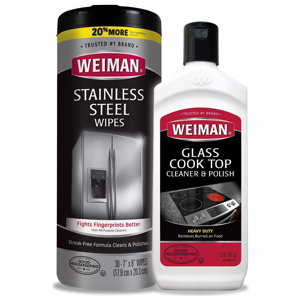 Weiman Heavy Duty Cooktop Polish and Stainless Steel Wipes - Powerful Appliance Kitchen Cleaning Kit