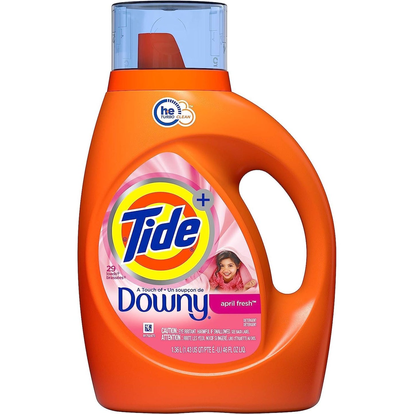 Tide Plus A Touch of Downy Liquid Laundry Detergent, April Fresh, 46 fl oz, 29 loads