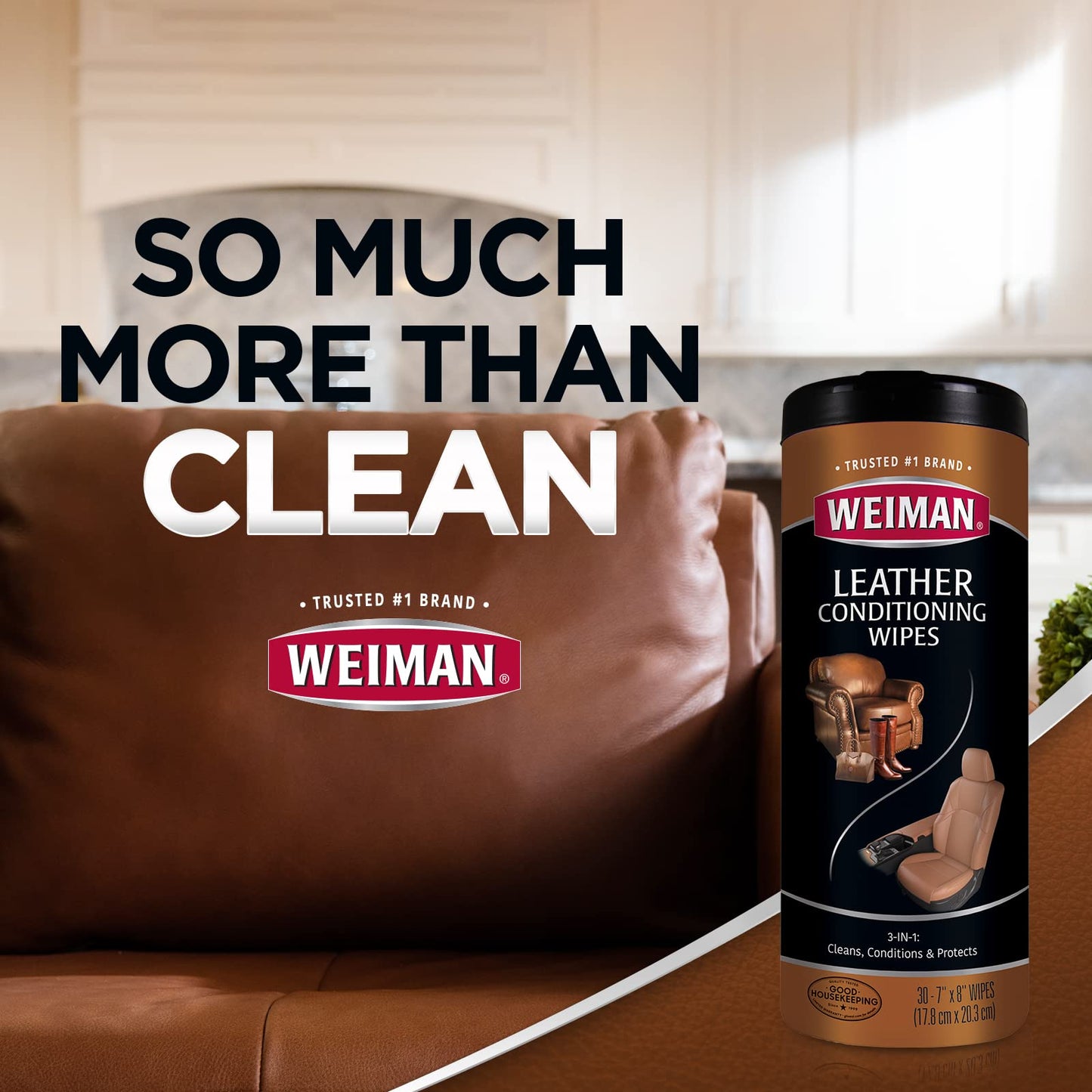 Weiman Leather Cleaner Wipes (30 Count) and Microfiber Cloth