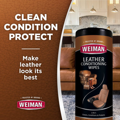 Weiman Leather Cleaner Wipes (30 Count) and Microfiber Cloth