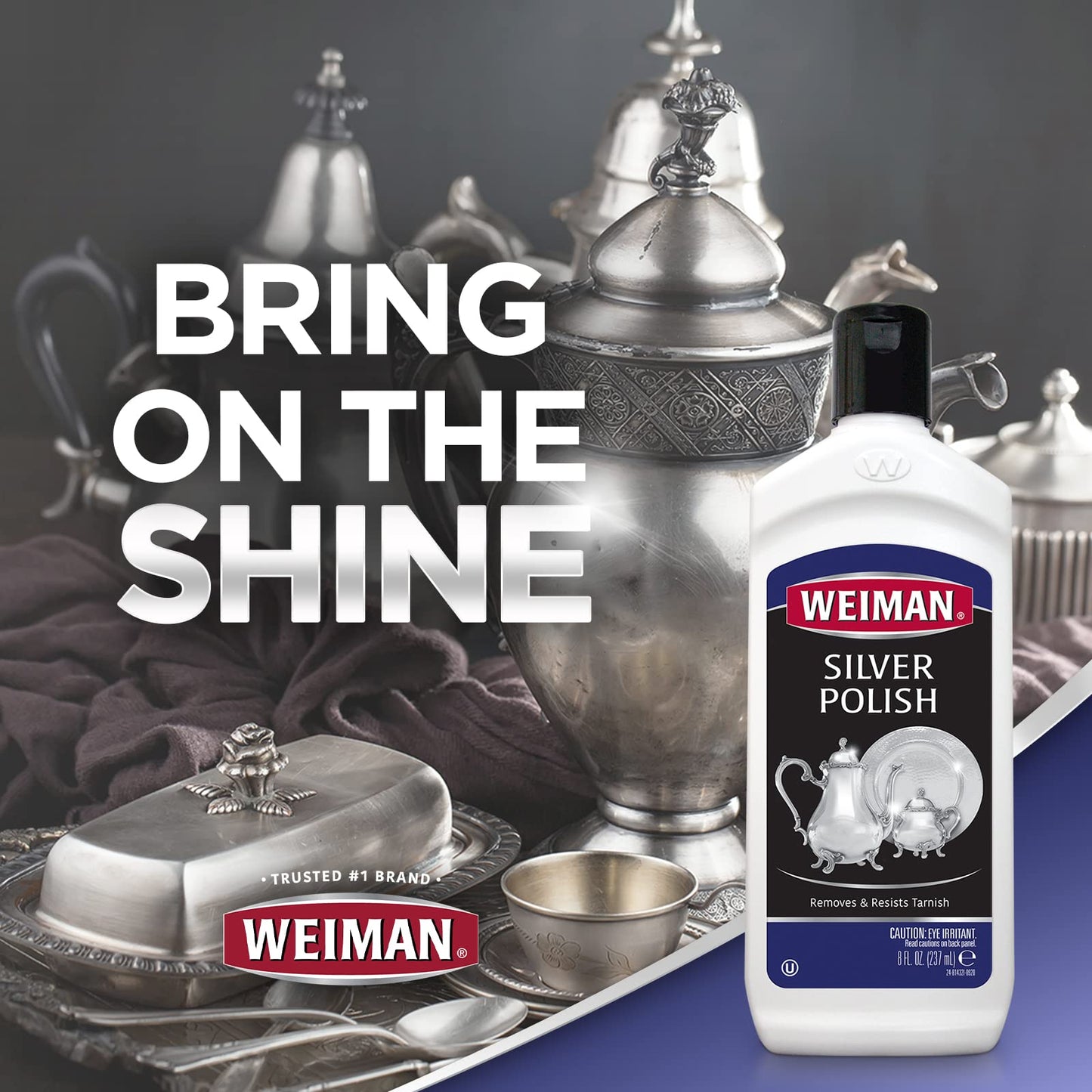 Weiman Silver Polish and Cleaner - 8 Ounce - Clean Shine and Polish Safe Protective Prevent Tarnish