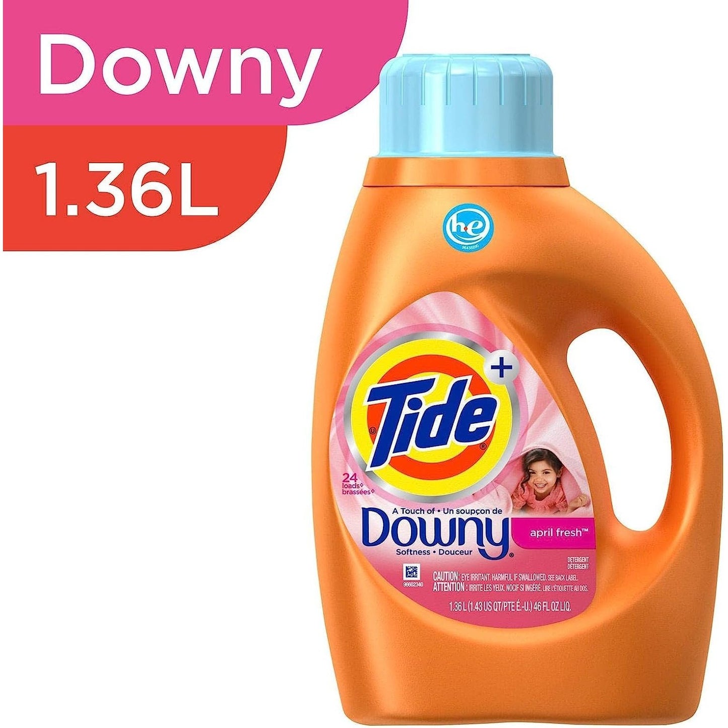 Tide Plus A Touch of Downy Liquid Laundry Detergent, April Fresh, 46 fl oz, 29 loads