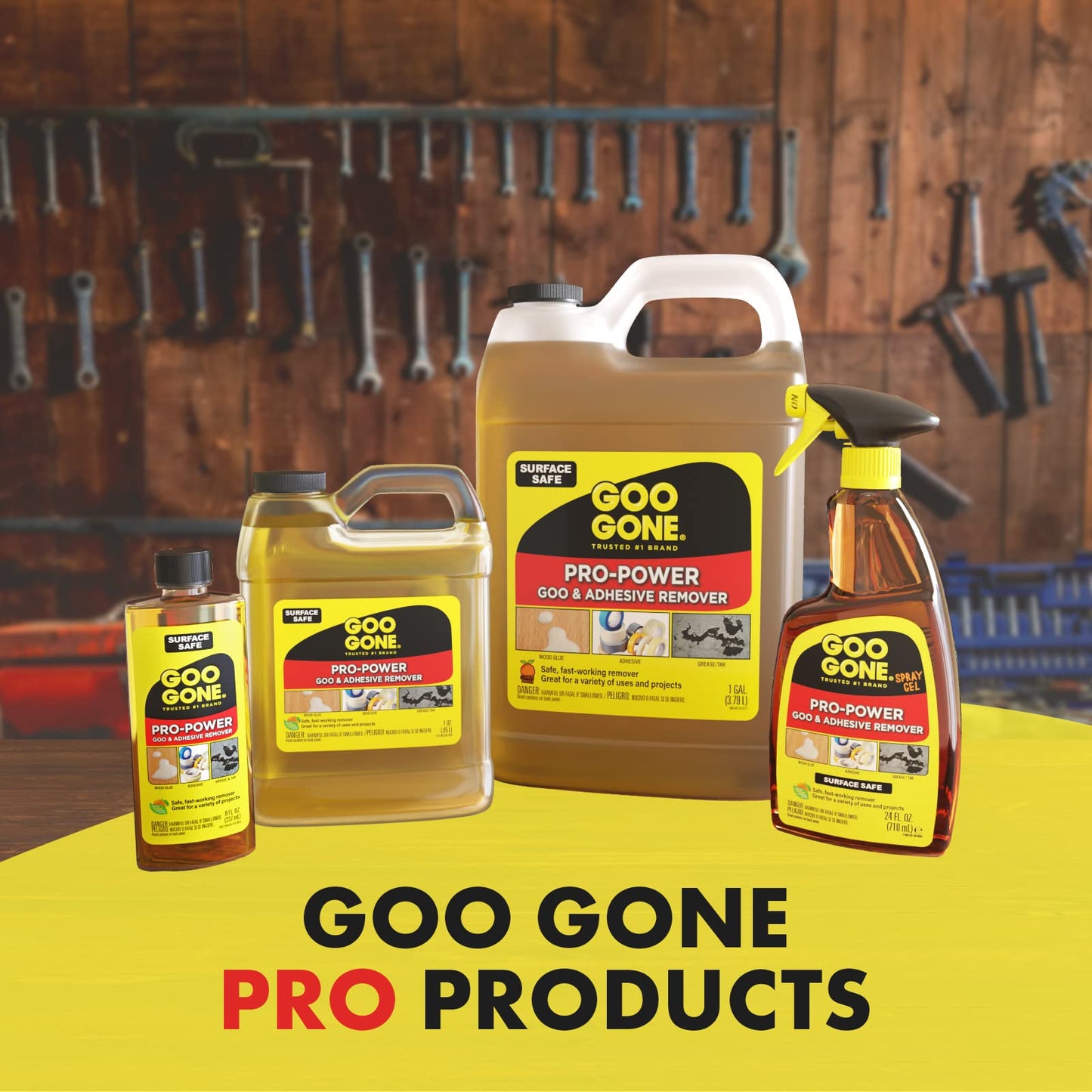 Goo Gone Pro-Power - 16 Fl Oz (Pack of 1) - Professional Strength Adhesive Remover, Spray Pump, Yellow