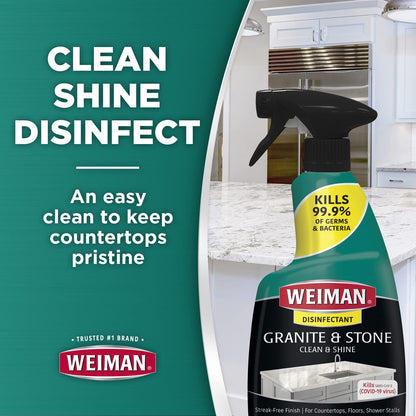 Weiman Granite Cleaner For Granite Marble Soapstone Quartz Quartzite Slate Limestone Corian Laminate Tile Countertop and More, 24 FL Oz