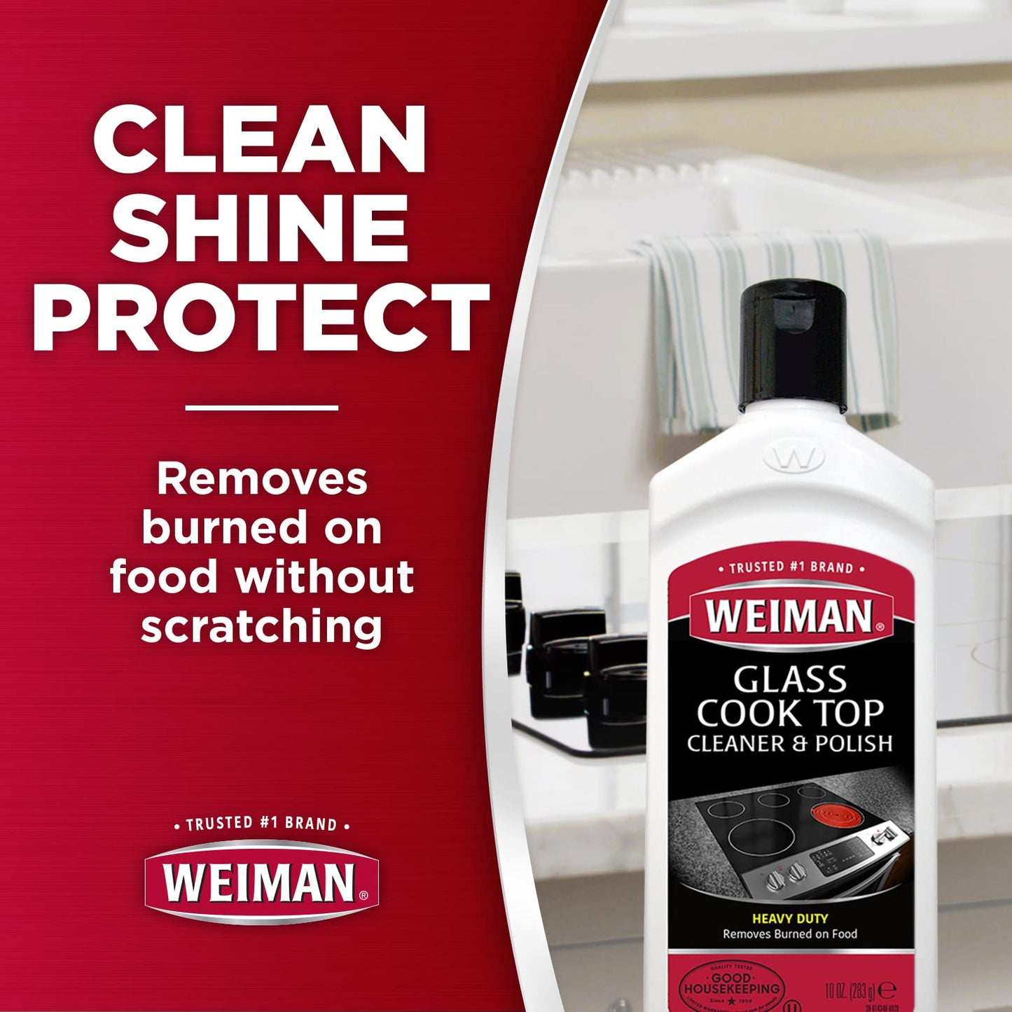 Weiman Ceramic and Glass Cooktop - 10 Ounce - Stove Top Daily Cleaner Kit - 12 Ounce - Glass Induction Cooktop Cleaning Bundle for Heavy Duty Mess Cleans Burnt-on Food