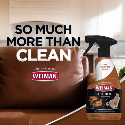 Weiman Leather Cleaner & Conditioner Care Kit | Restores Leather Surfaces | Ultra Violet Protectants Help Prevent Cracking or Fading of Leather Furniture, Car Seats, Shoes