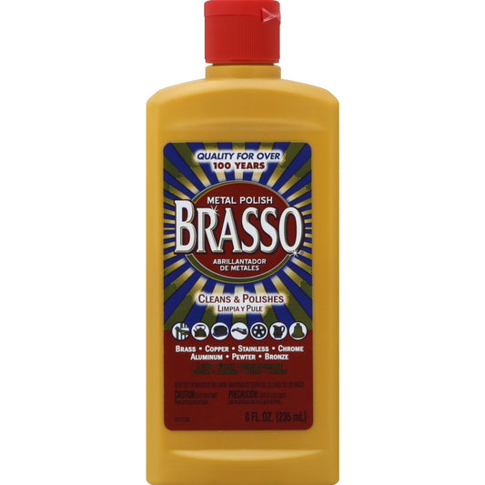 Brasso Metal Polish, 8 oz Bottle for Brass, Copper, Stainless, Chrome, Aluminum, Pewter & Bronze, 8 oz