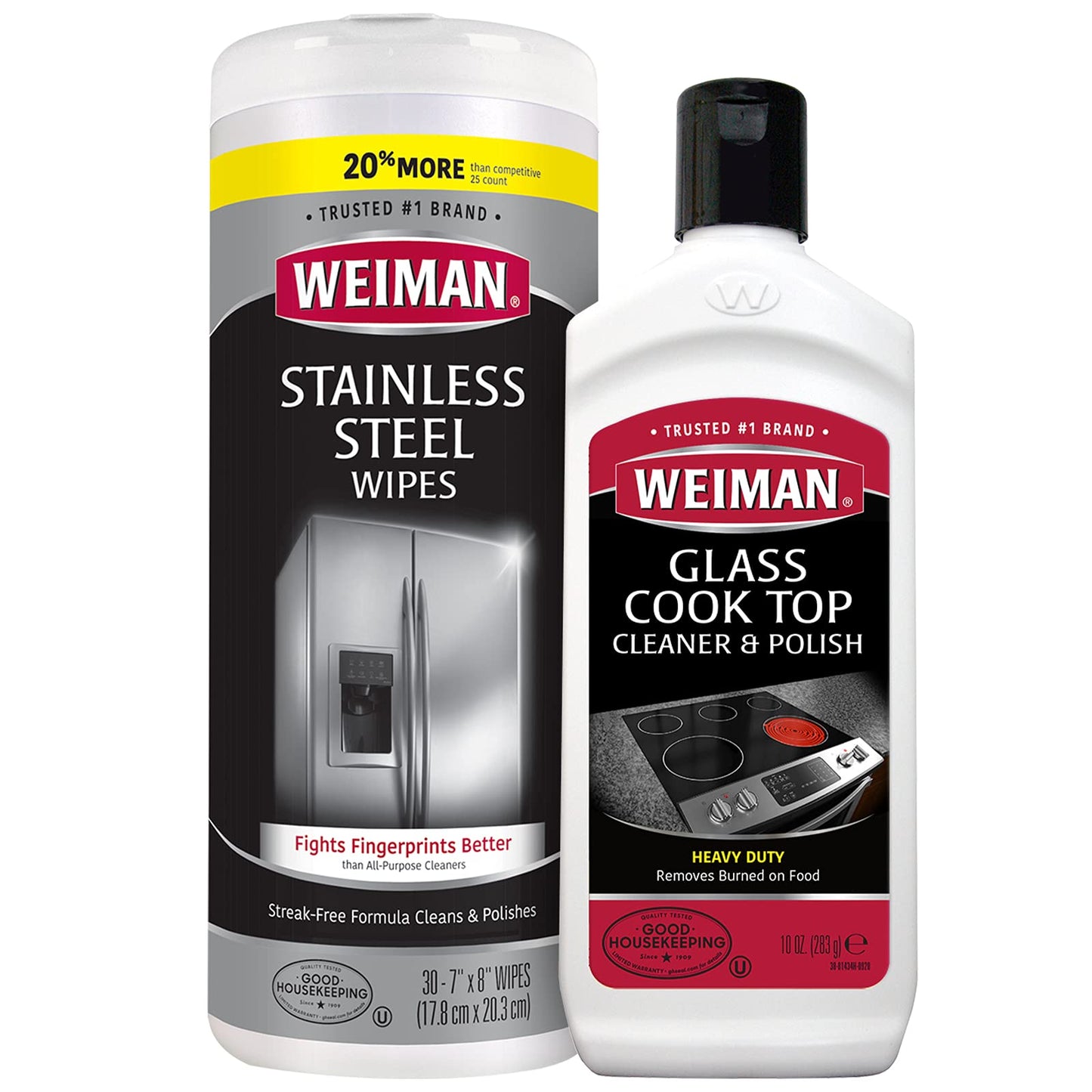 Weiman Heavy Duty Cooktop Polish and Stainless Steel Wipes - Powerful Appliance Kitchen Cleaning Kit