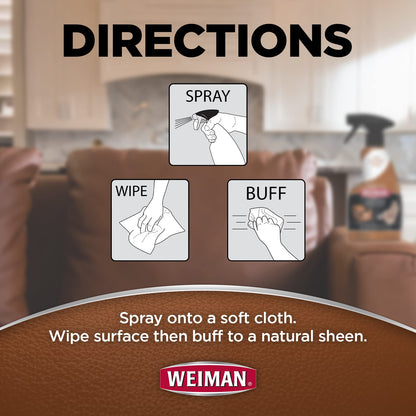 Weiman Leather Cleaner & Conditioner - 12 Fl Oz - Non Toxic Cleans Conditions and Restores Leather Surfaces - UV Protectants Help Prevent Cracking or Fading of Leather Couches Car Seats Shoes Purses