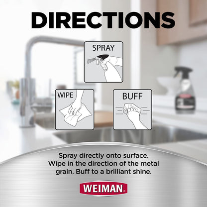 Weiman Stainless Steel Cleaner and Polish - 22 Ounces [Large Microfiber Cloth] - Appliance Surfaces Leave Behind A Brilliant Shine