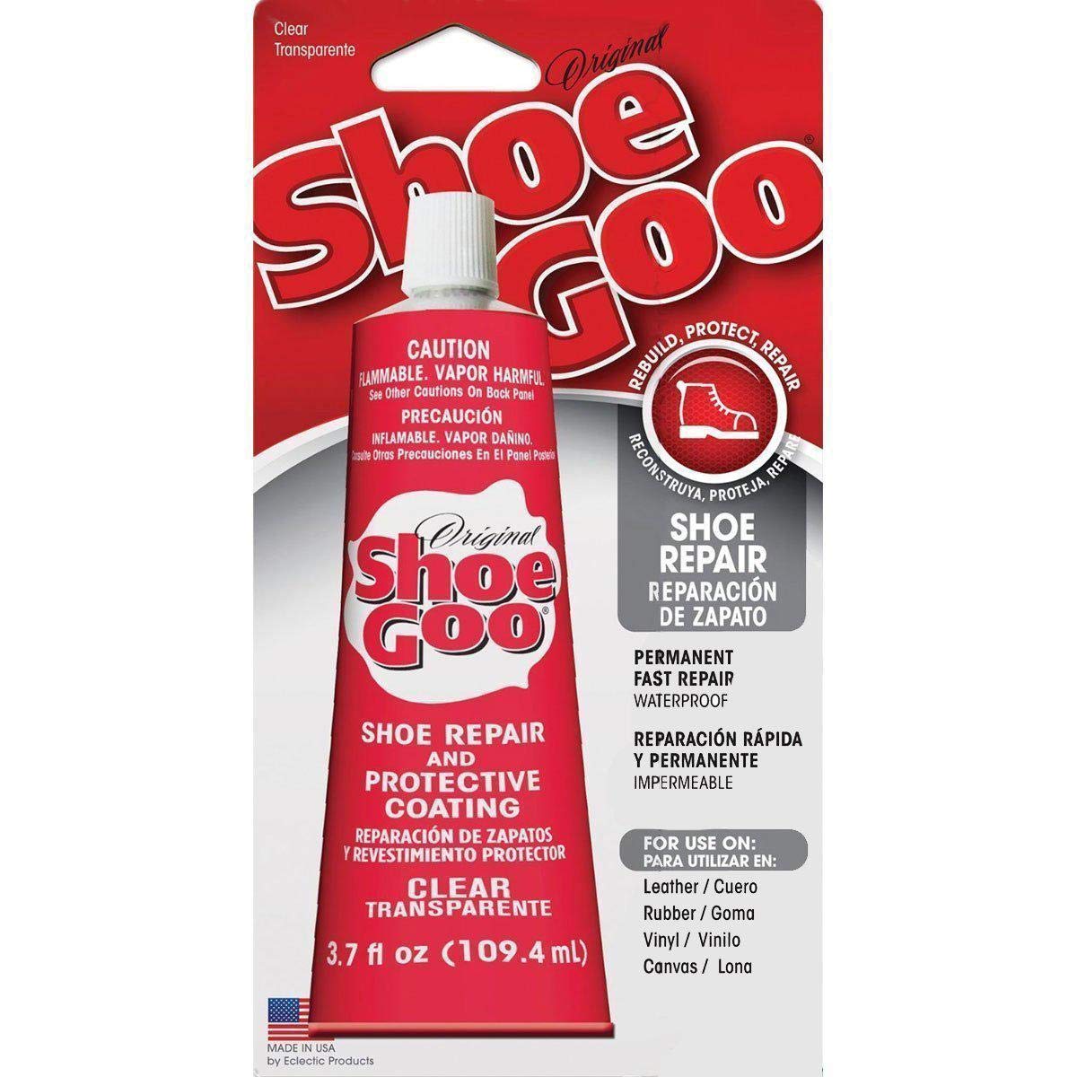 Shoe Goo Repair Adhesive for Fixing Worn Shoes or Boots (Clear,3.7oz Tube)