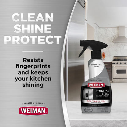 Weiman Stainless Steel Cleaner and Polish - 22 Ounces [Large Microfiber Cloth] - Appliance Surfaces Leave Behind A Brilliant Shine