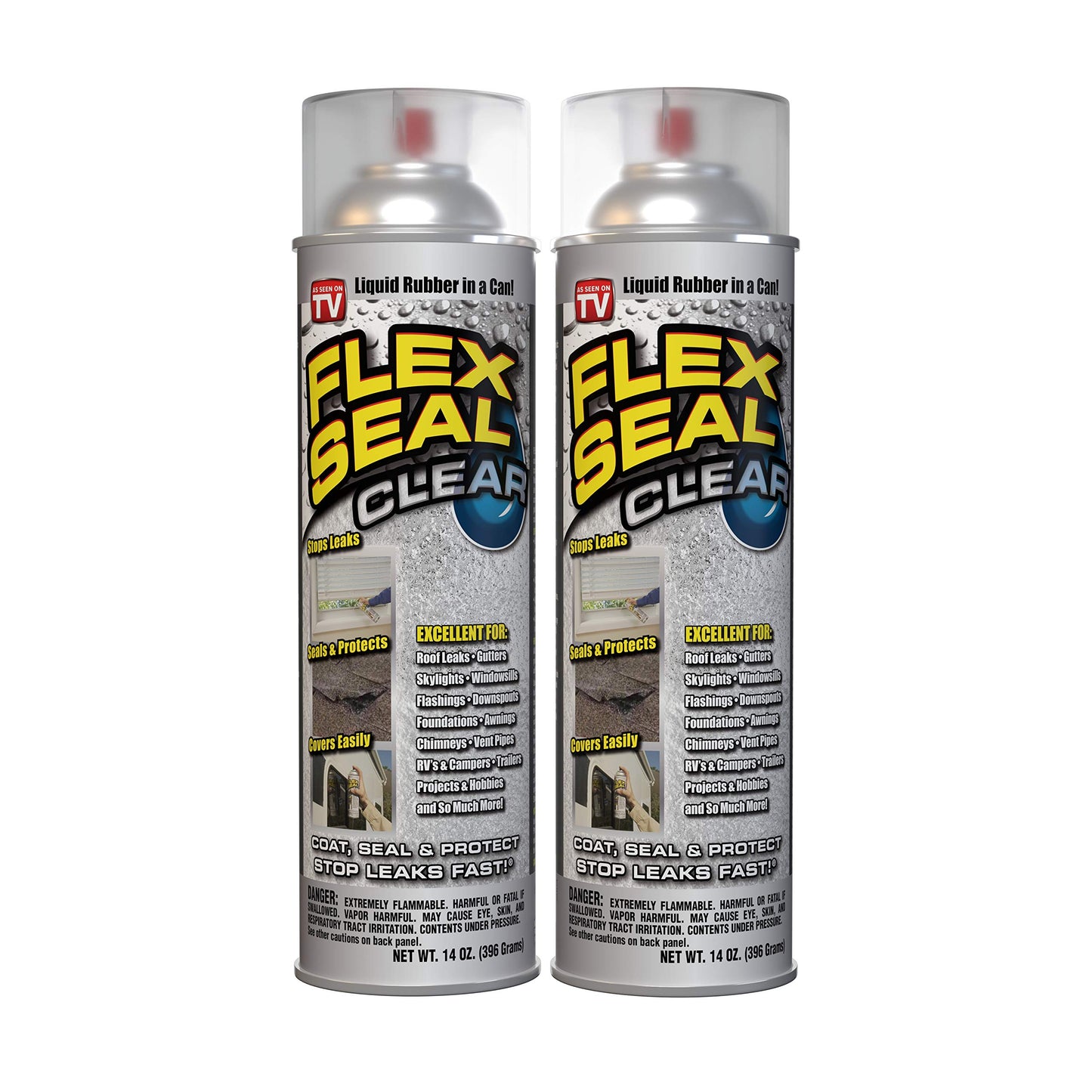 Flex Seal Spray Rubber Sealant Coating, 14-oz, Clear (2 Pack)