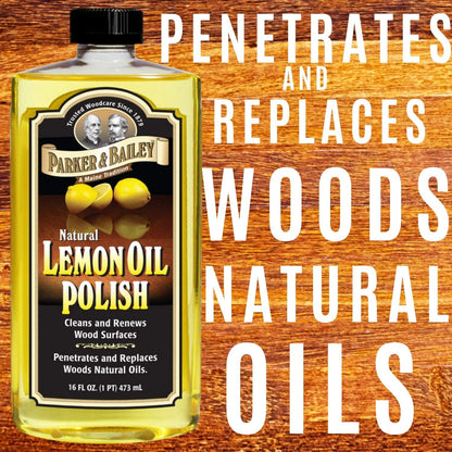 Parker & Bailey Lemon Oil Polish Bundled with Kitchen Cabinet Cream- Furniture Polish Oil and Wood Cleaner Combo