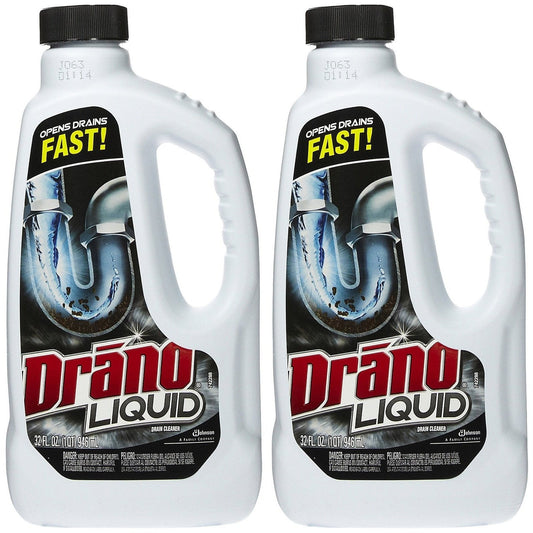 Drano Liquid Drain Cleaner, 32oz Safety Cap Bottle, 12/Carton (Pack of 2)