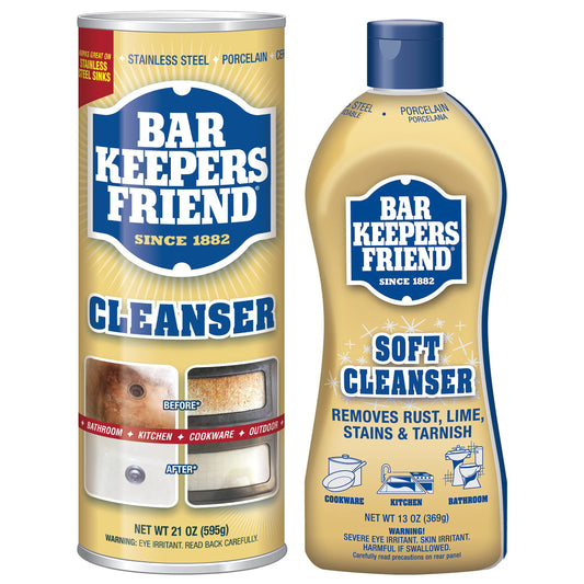 Bar Keepers Friend Bundle Soft Cleanser 13 Oz & Cleanser Powder 21 Oz