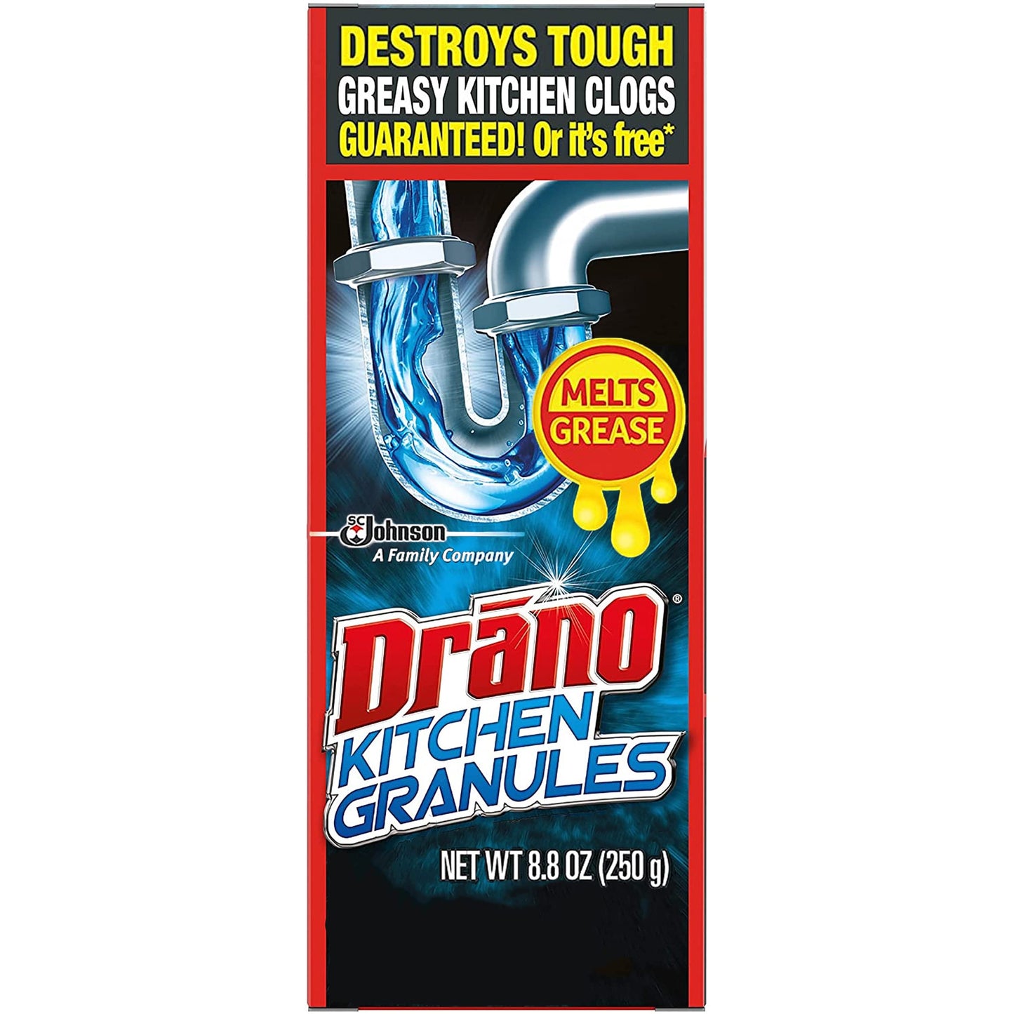 Drano Kitchen Granules Drain Clog Remover and Cleaner, Unclogs blockage from Grease or Cooking Oil, 8.8 oz