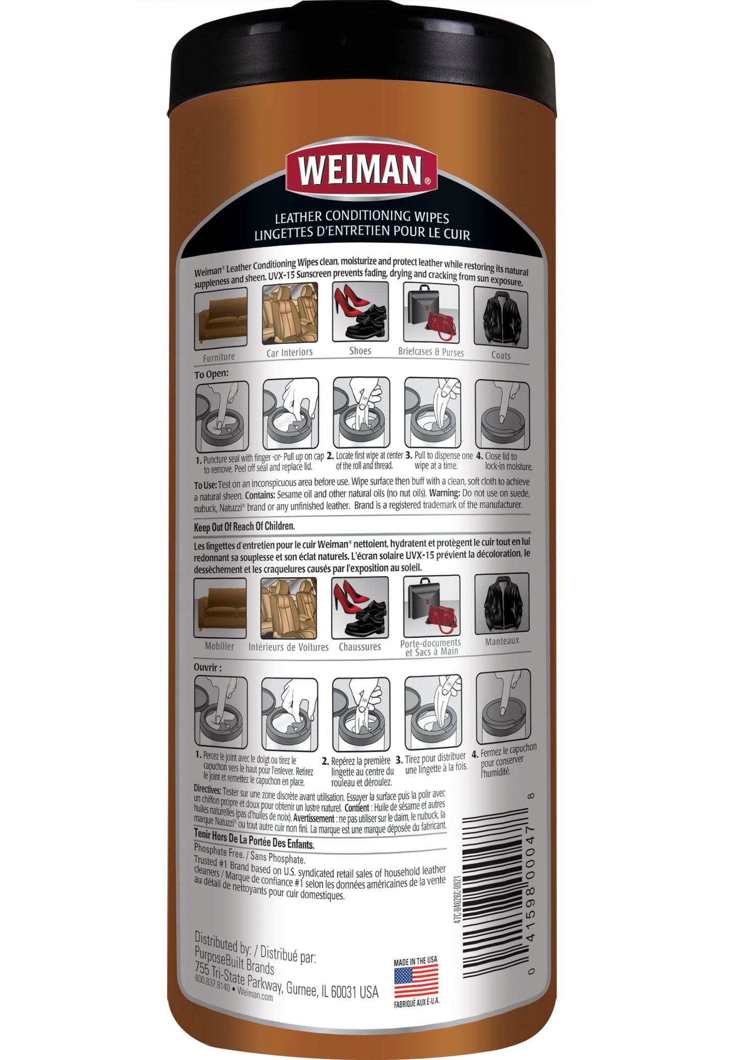 Weiman Leather Wipes - 30 ct